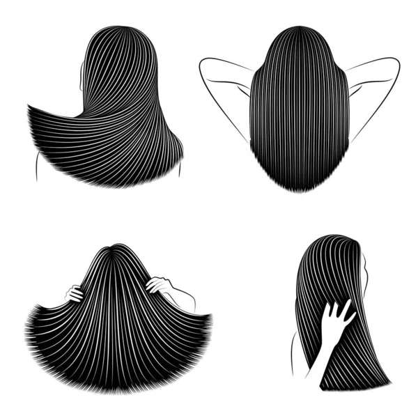Collecte Beaux Cheveux Fille Dame Est Belle Élégante Stratification Lissage — Image vectorielle