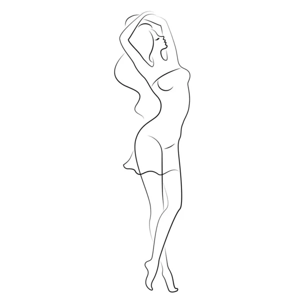 現代の連続ラインスタイルの女性のシルエット その少女は痩せていて美しい 審美的な装飾 ポスター ステッカー ロゴに適した女性 ベクターイラスト — ストックベクタ