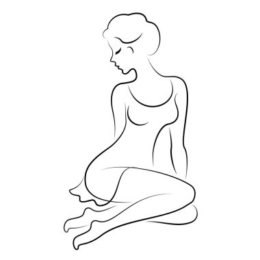 Modern aralıksız çizgi tarzında kadın silueti. Kız zayıf ve çok güzel. Estetik dekor için uygun bir bayan, posterler, çıkartmalar, logolar. Vektör illüstrasyonu