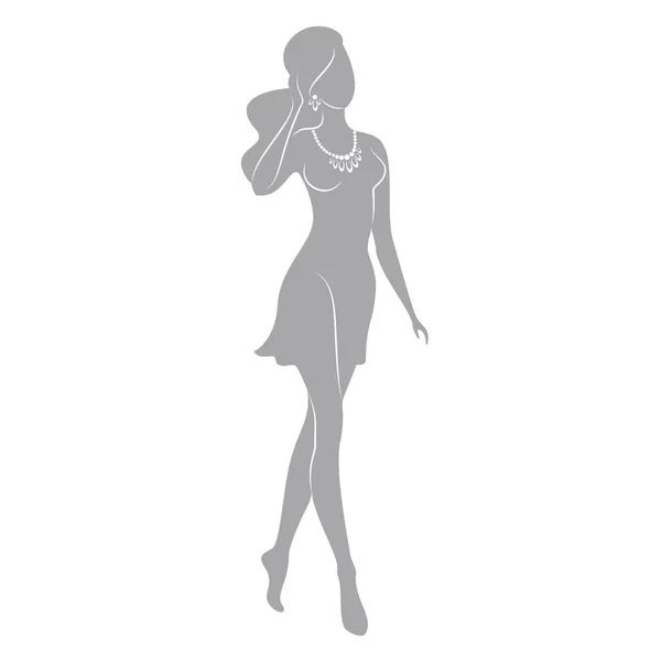 Silhouette Une Femme Dans Style Fille Est Mince Belle Lady — Image vectorielle