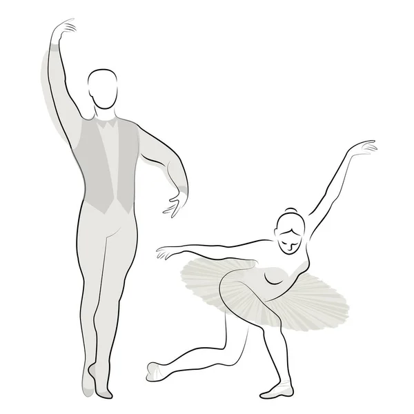 Silueta Una Linda Dama Juventud Bailan Ballet Mujer Hombre Tienen — Archivo Imágenes Vectoriales