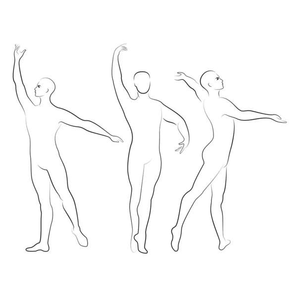 Collectie Silhouet Van Een Slanke Kerel Mannelijke Ballet Danser Kunstenaar — Stockvector