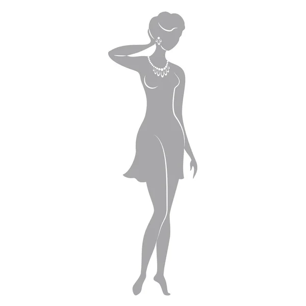 Silhouette Une Femme Dans Style Fille Est Mince Belle Lady — Image vectorielle