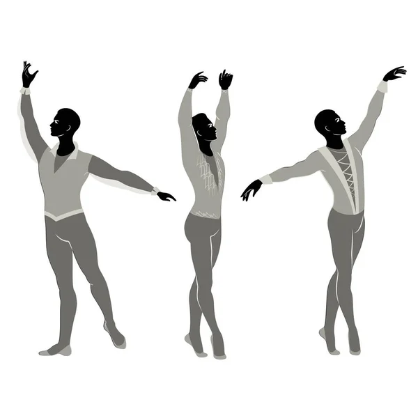 Kolekce Silueta Štíhlé Postavy Mužská Baletní Tanečnice Umělec Krásnou Štíhlou — Stockový vektor