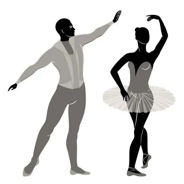 Sziluettje Egy Aranyos Hölgy Ifjúság Hogy Táncolni Balett Ember Szép — Stock Vector