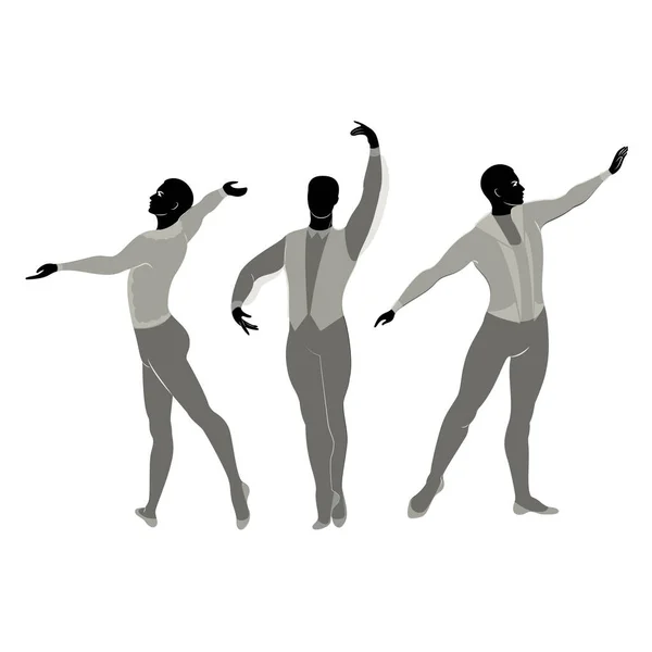 Colección Silueta Chico Delgado Bailarín Ballet Masculino Artista Tiene Una — Archivo Imágenes Vectoriales