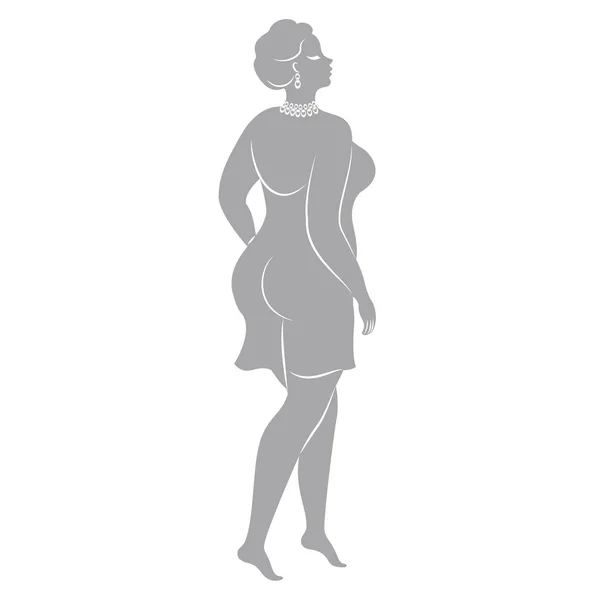 Silhouette Figure Slender Woman Girl Standing Lady Full Beauty Sexuality — Stock Vector