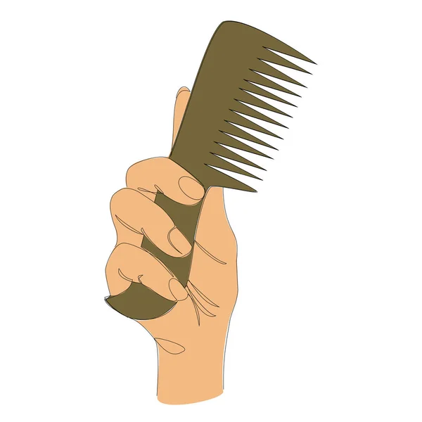 Silhouettes Human Hands Cutting Hairbrush Modern One Line Style Continuous — Stockový vektor