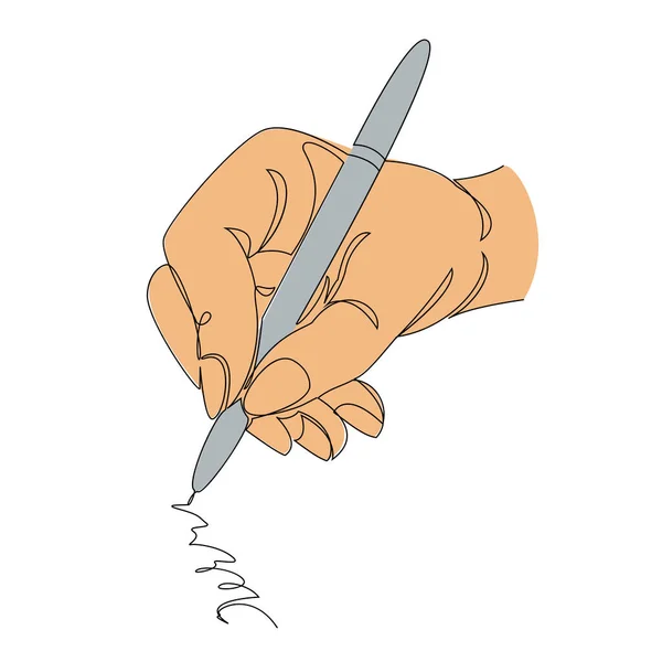 Modern Tek Satırlık Bir Kalemle Fırçanın Siluetleri Adam Yazıyor Devamlı — Stok Vektör