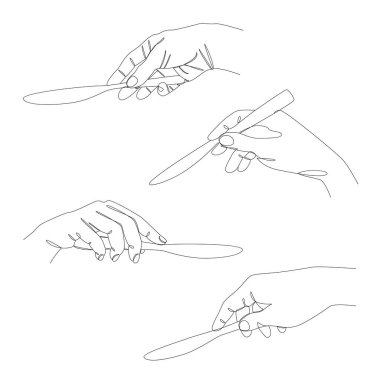 Tahsilat. Bıçak tutan bir erkeğin silueti modern bir tek çizgi tarzında. Devamlı çizimler, ev dekorasyonu taslakları, posterler, duvar resimleri, çıkartmalar, logolar. Vektör illüstrasyonu