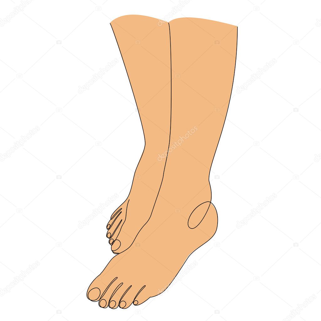 Silhouettes of human legs, foot in modern one line style. Continuous line drawing, aesthetic outline for home decor, posters, wall art, stickers, logo. Vector illustration