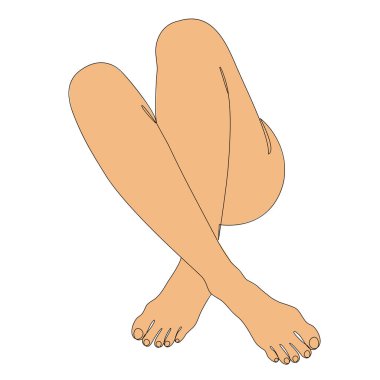 İnsan bacakları siluetleri, modern tek sıra şeklinde ayak. Devamlı çizgi çizimi, ev dekorasyonu için estetik taslak posterler, duvar resimleri, çıkartmalar, logolar. Vektör illüstrasyonu.