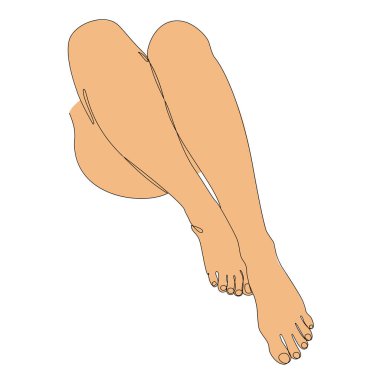 İnsan bacakları siluetleri, modern tek sıra şeklinde ayak. Devamlı çizgi çizimi, ev dekorasyonu için estetik taslak posterler, duvar resimleri, çıkartmalar, logolar. Vektör illüstrasyonu