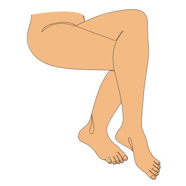 İnsan bacakları siluetleri, modern tek sıra şeklinde ayak. Devamlı çizgi çizimi, ev dekorasyonu için estetik taslak posterler, duvar resimleri, çıkartmalar, logolar. Vektör illüstrasyonu