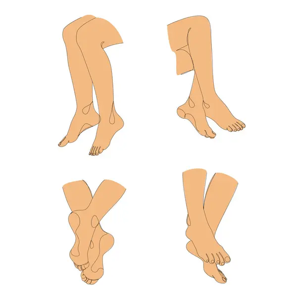Коллекция Силуэты Человеческих Ног Ноги Современном Стиле Одной Линии Непрерывный — стоковый вектор