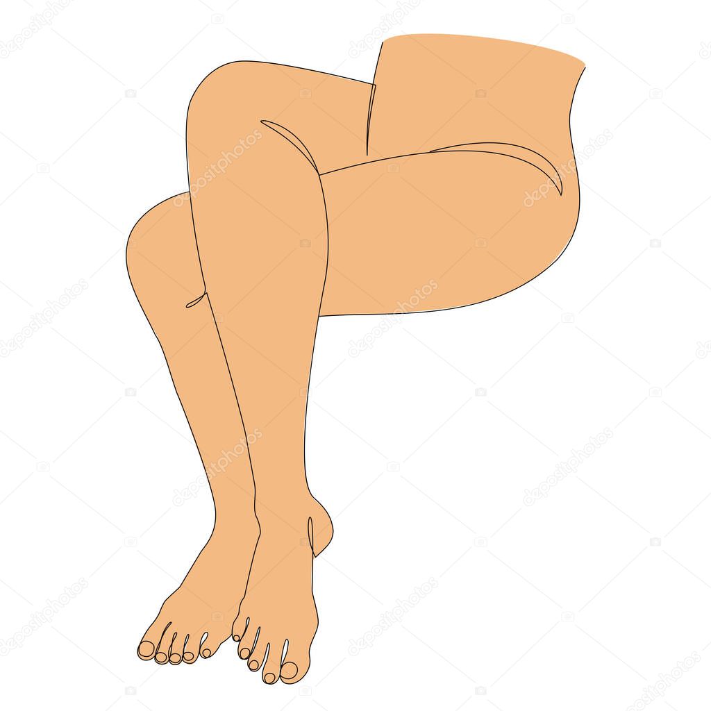 Silhouettes of human legs, foot in modern one line style. Continuous line drawing, aesthetic outline for home decor, posters, wall art, stickers, logo. Vector illustration