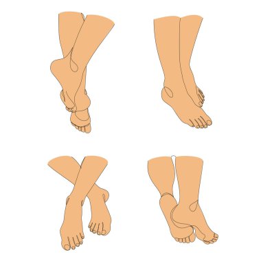 Tahsilat. İnsan bacakları siluetleri, modern bir tek sıra şeklinde ayaklar. Devamlı çizimler, dekorasyon taslakları, posterler, duvar resimleri, çıkartmalar, logolar. Vektör illüstrasyonu