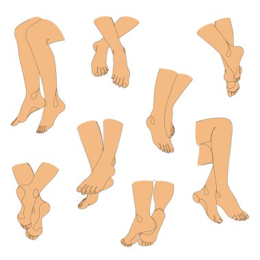 Tahsilat. İnsan bacakları siluetleri, modern bir tek sıra şeklinde ayaklar. Devamlı çizimler, dekorasyon taslakları, posterler, duvar resimleri, çıkartmalar, logolar. Vektör illüstrasyonu