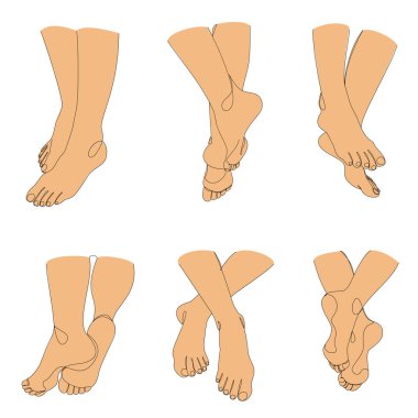 Tahsilat. İnsan bacakları siluetleri, modern bir tek sıra şeklinde ayaklar. Devamlı çizimler, dekorasyon taslakları, posterler, duvar resimleri, çıkartmalar, logolar. Vektör illüstrasyonu