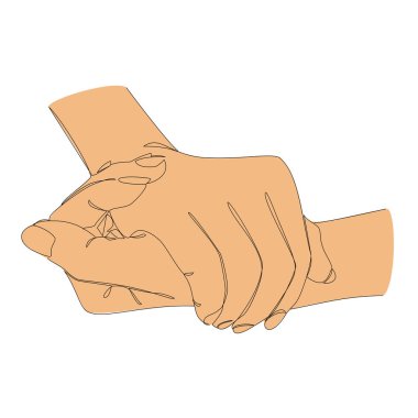 İnsan eli siluetleri modern bir şekilde bir kaleye katlandı. Devamlı çizgi çizimi, ev dekorasyonu için estetik taslak posterler, duvar resimleri, çıkartmalar, logolar. Vektör illüstrasyonu