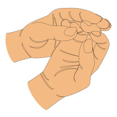 İnsan eli siluetleri modern bir şekilde bir kaleye katlandı. Devamlı çizgi çizimi, ev dekorasyonu için estetik taslak posterler, duvar resimleri, çıkartmalar, logolar. Vektör illüstrasyonu