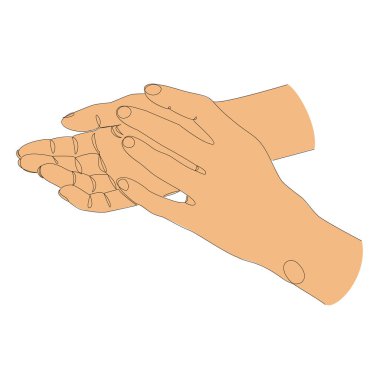 İnsan eli siluetleri modern bir şekilde bir kaleye katlandı. Devamlı çizgi çizimi, ev dekorasyonu için estetik taslak posterler, duvar resimleri, çıkartmalar, logolar. Vektör illüstrasyonu