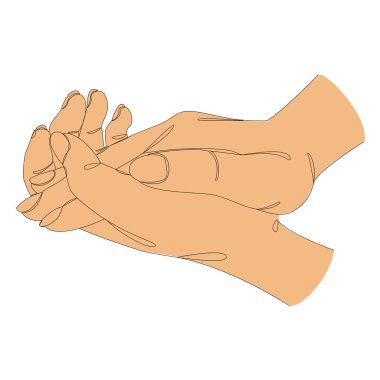 İnsan eli siluetleri modern bir şekilde bir kaleye katlandı. Devamlı çizgi çizimi, ev dekorasyonu için estetik taslak posterler, duvar resimleri, çıkartmalar, logolar. Vektör illüstrasyonu