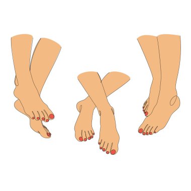 Tahsilat. İnsan bacakları siluetleri, modern bir tek sıra şeklinde ayaklar. Devamlı çizimler, dekorasyon taslakları, posterler, duvar resimleri, çıkartmalar, logolar. Vektör illüstrasyonu.