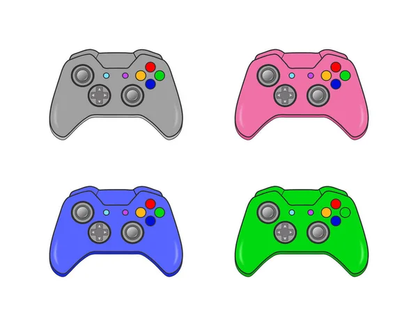 Set Flat Illustrations Typical Gaming Controller Different Colours Isolated White — Stock Photo, Image