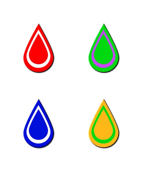 Ένα Σύνολο Από Τρισδιάστατες Απεικονίσεις Λογότυπων Σταγόνας Διαφορετικές Χρωματιστές Υφές — Φωτογραφία Αρχείου