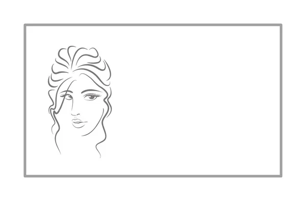 Plochá Grafika Čelního Pohledu Oválnou Ženskou Tvář Dlouhými Vlnitými Vlasy — Stock fotografie
