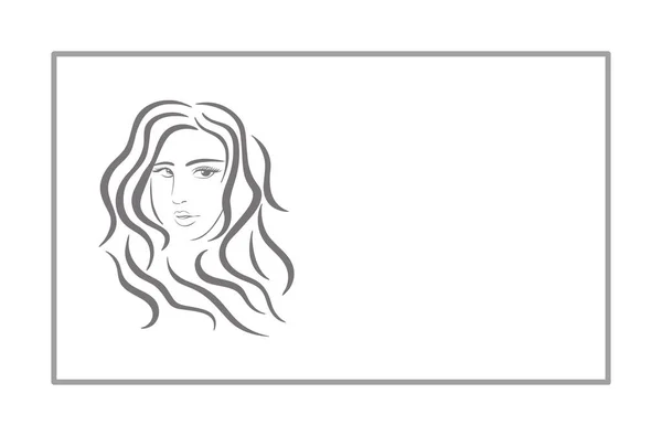 Plochá Grafika Čelního Pohledu Ženskou Hlavu Dlouhými Vlnitými Vlasy Rámu — Stock fotografie