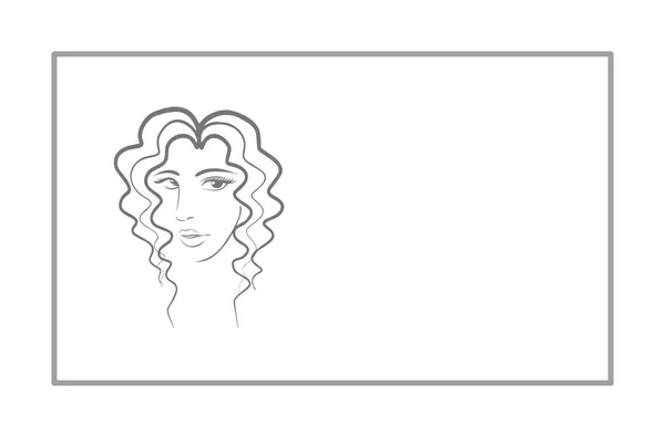Plochá Grafika Čelního Pohledu Ženskou Hlavu Dlouhými Vlnitými Vlasy Rámu — Stock fotografie