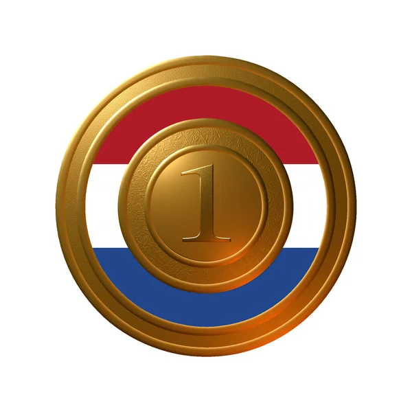 Eine Gerenderte Illustration Eines Goldenen Metallisch Strukturierten Kreisförmigen Siegels Mit — Stockfoto