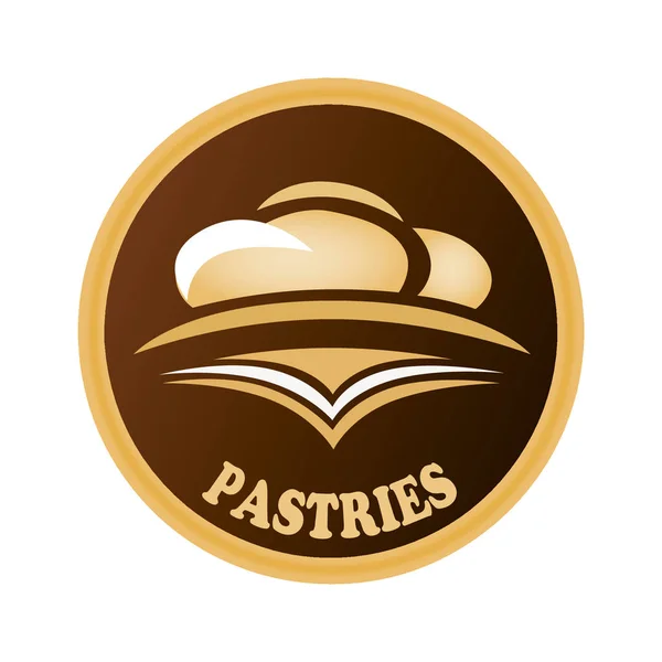 Logotipo Liso Castanho Amarelo Para Produtos Pastelaria Isolado Sobre Fundo — Fotografia de Stock