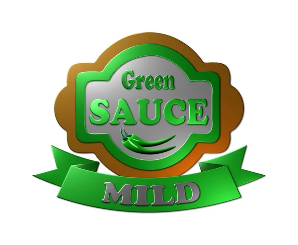 Rendered Illustration Mild Green Chilli Sauce Metallic Texture Finish Isolated — Stock Photo, Image