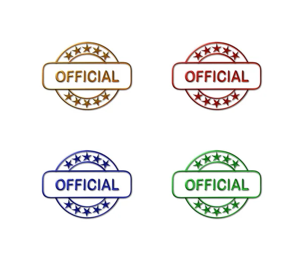 Conjunto Ilustrações Renderizadas Selos Oficiais Empresa Acabamentos Metálicos Dourados Vermelhos — Fotografia de Stock