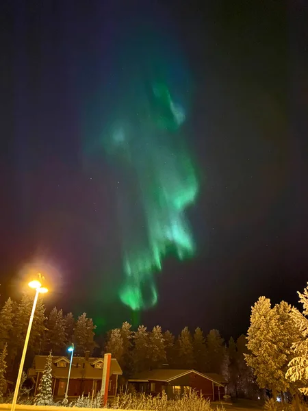 Tančící Severní Světla Finské Obloze — Stock fotografie