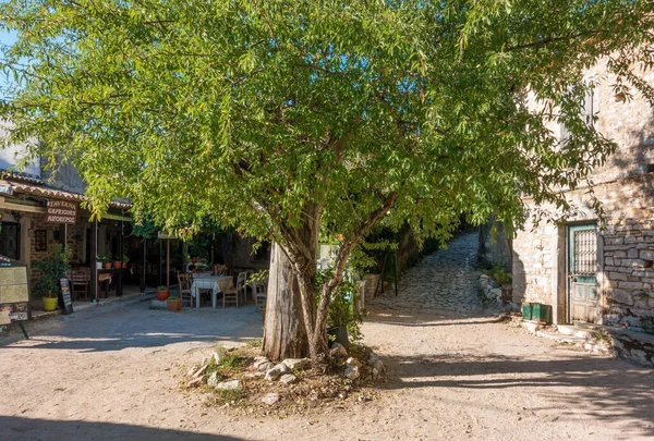 Augustus 2020 Corfu Griekenland Het Pittoreske Plein Met Tavernes Het — Stockfoto
