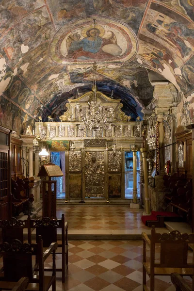 Agosto 2020 Corfu Grécia Interior Igreja Mosteiro Pantokrator — Fotografia de Stock