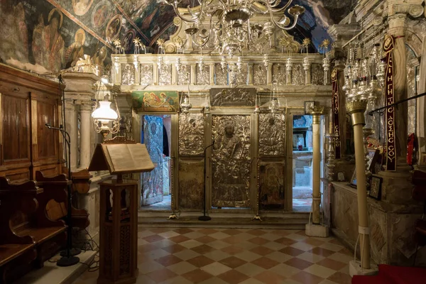 Agosto 2020 Corfú Grecia Interior Iglesia Del Monasterio Pantokrator —  Fotos de Stock