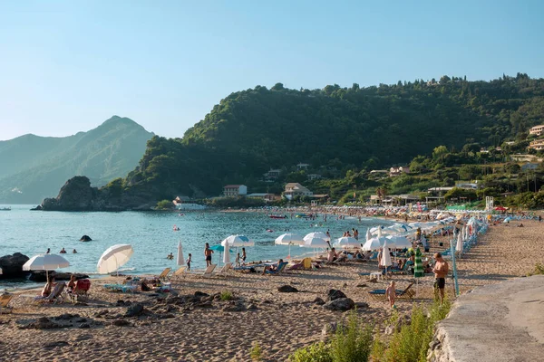 Августа 2020 Кортес Греция Пляж Контоялосе Пляжами Людьми Наслаждающимися Летом — стоковое фото