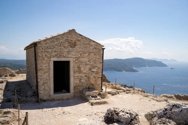 Kleine Orthodoxe Kerk Ton Van Heuvel Het Aggelokastro Kasteel Corfu — Stockfoto