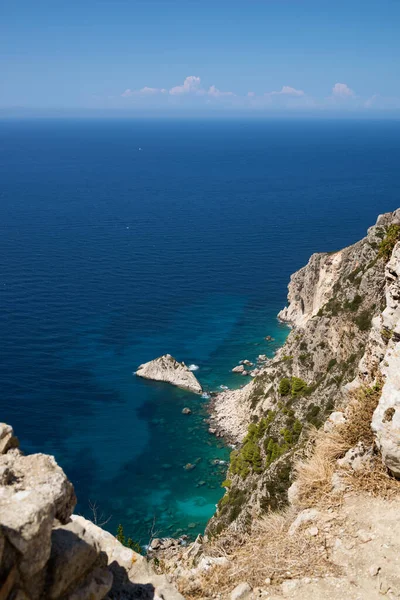 Impresionante Vista Mar Desde Castillo Aggelokastro Corfú Grecia — Foto de Stock