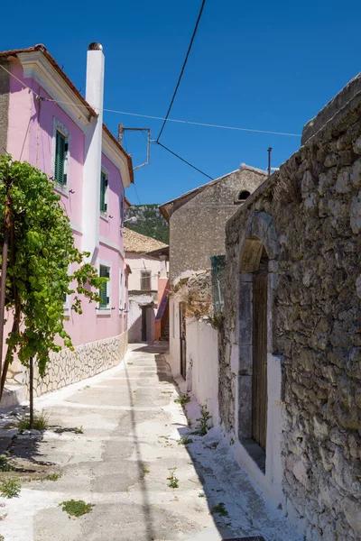 Rue Dans Joli Village Makrades Corfou Grèce — Photo