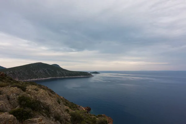 Wspaniały Widok Morze Wzgórz Wokół Wsi Toroni Chalkidiki Grecja Pod — Zdjęcie stockowe