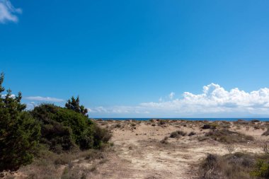 Yunanistan 'ın Korfu kentinin kuzeybatısındaki Diapontia adalarından Ereikoussa' daki güzel sahil şeridi.