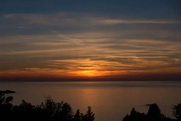 Herrlicher Sonnenuntergang Meer Vom Westlichen Teil Griechenlands Der Insel Mathraki — Stockfoto