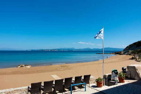 2022年9月14日 希腊Mathraki 希腊科孚西北Diapontia岛之一Mathraki美丽的海岸线 免版税图库图片