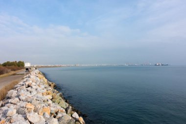 Gallikos Nehri deltasındaki güzel manzara, Kalochori, Yunanistan, pek çok kuş ve balık türü için bir sığınak. 